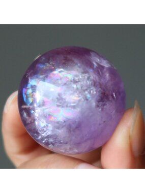 Amethyst Sphere Enlightened Rainbow Crystal Ball Shiny Purple Gemstone Orbs Gift